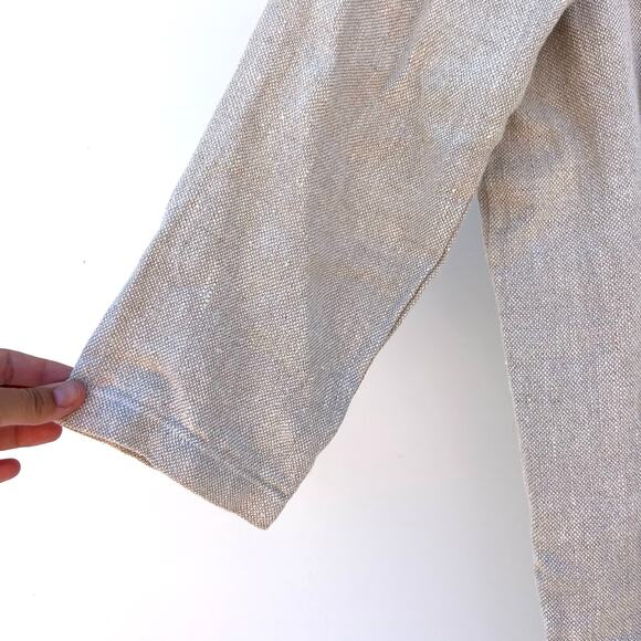 Filosofia Linen Coat Taupe XS Button Minimalist Sustainable Oversized Wabi-Sabi - Picture 8 of 10